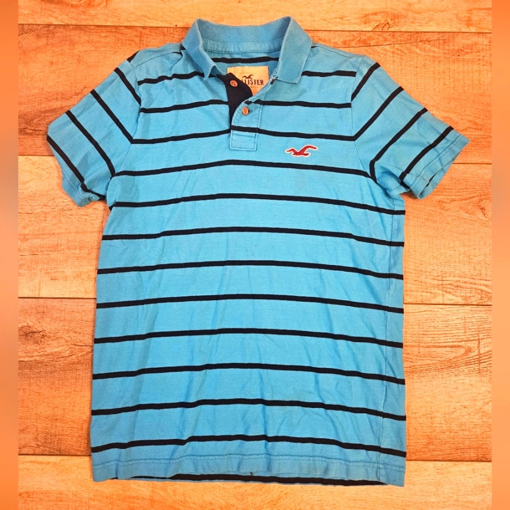 Men's blue Hollister polo shirt, size large